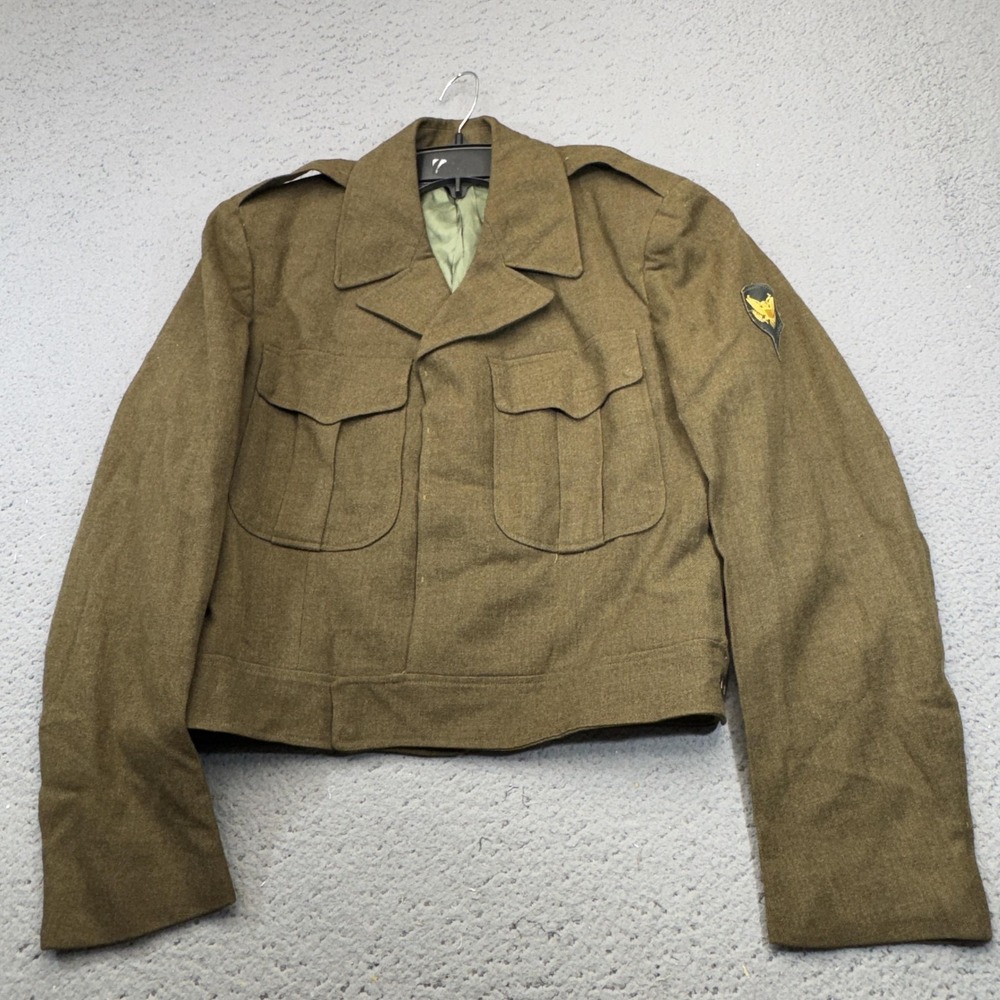 Vintage US Army Wool Jacket OD M-1950 Mens 38R Korean War 1953 Ike Field Coat